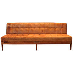 Illums Bolighus Tufted Cognac Sofa or Daybed, Denmark, 1955