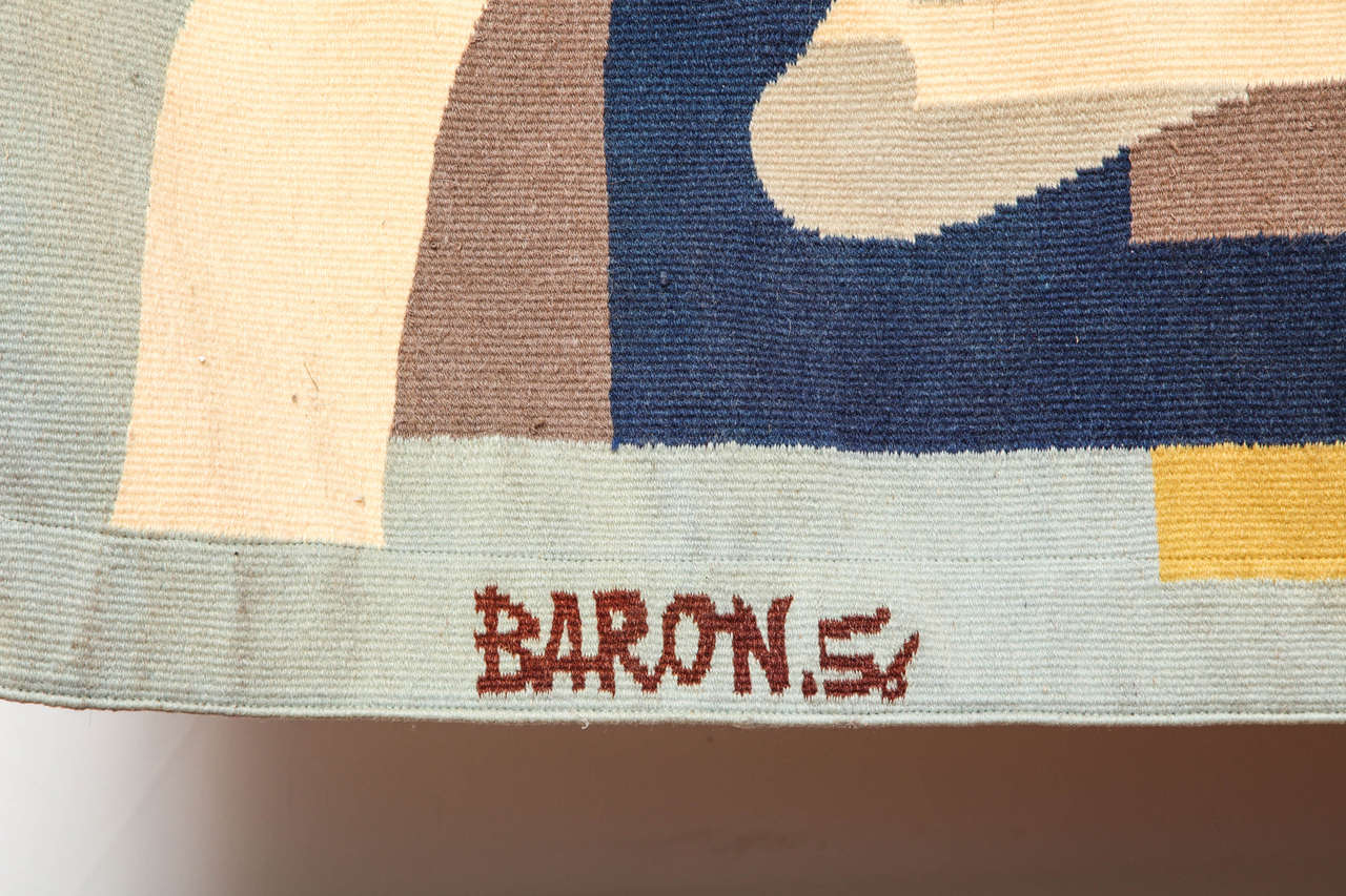 Jean Baron 1956 French Wool Hand Woven Tapestry 