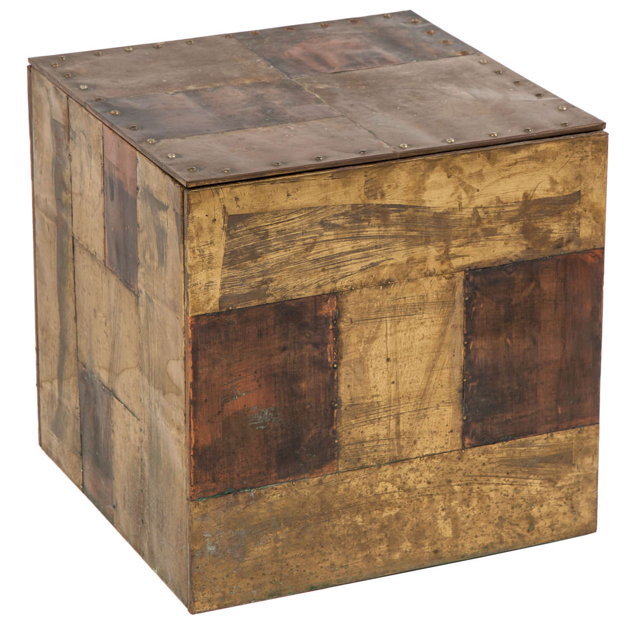 Brutalist Patchwork Cube Occasional Table