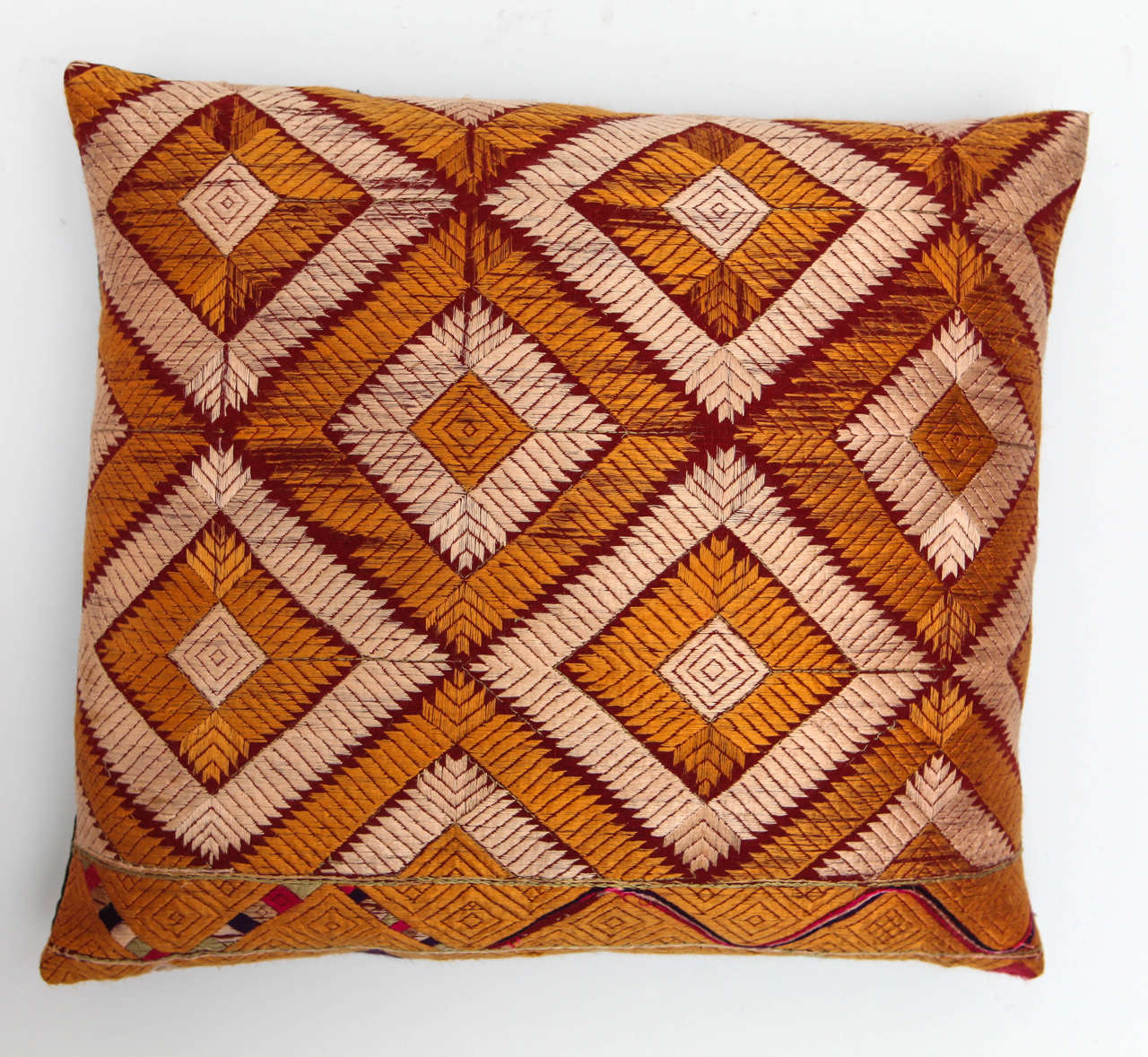 Vintage Silk Phulkari Pillow
