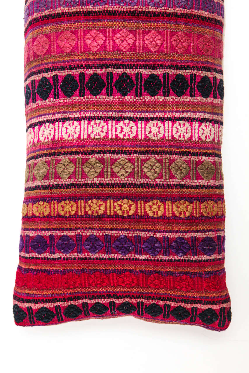 Vintage Vietnamese Hill Tribe Brocade Pillow In Good Condition For Sale In Los Angeles, CA