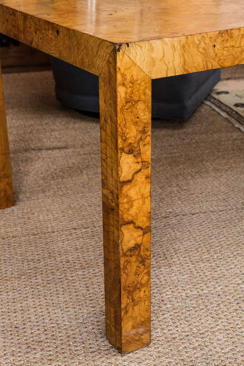 Olive Burl Veneer Parsons Table at 1stDibs