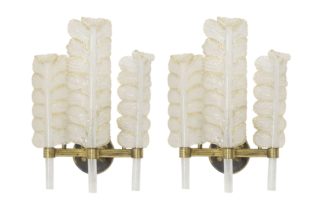 Pair of sconces made of three feathers in 