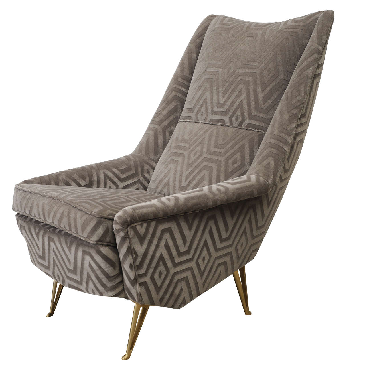 1950s I.S.A. Beige Grey Velvet Armchair For Sale