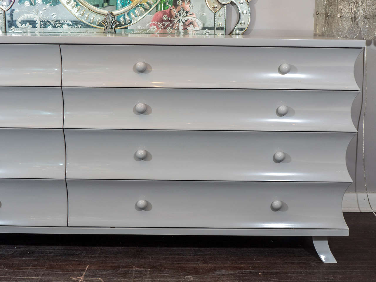Gray lacquer cheap dresser