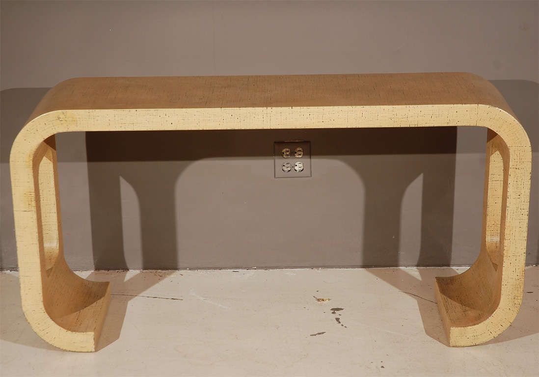 Grass-Cloth Console Table