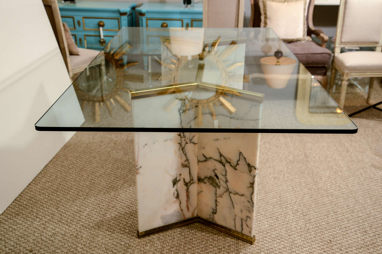 20th Century Marble Pedestal Dining Table