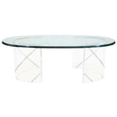A Lucite And Glass Coffee Table