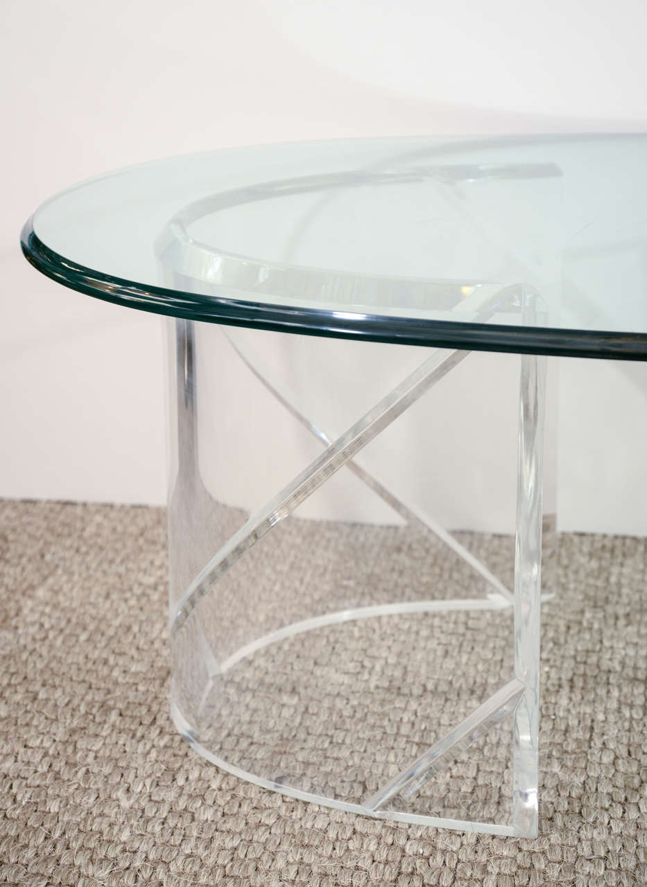 American A Lucite And Glass Coffee Table