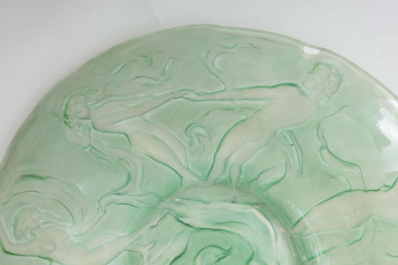 Phoenix Glass Dish With Dancing Nymphs at 1stDibs