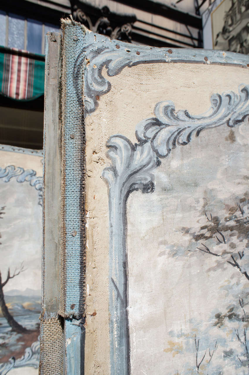 18th Century Painted Canvas French Screen 5