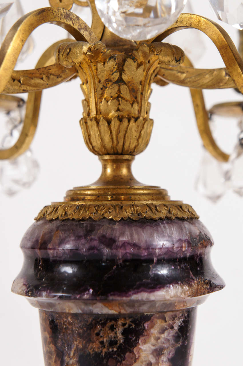 19th Century Gilded Bronze & Blue John Candleabra in the Manner of Matthew Boulton For Sale
