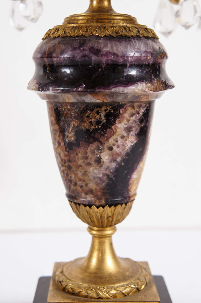 Ormolu Gilded Bronze & Blue John Candleabra in the Manner of Matthew Boulton For Sale