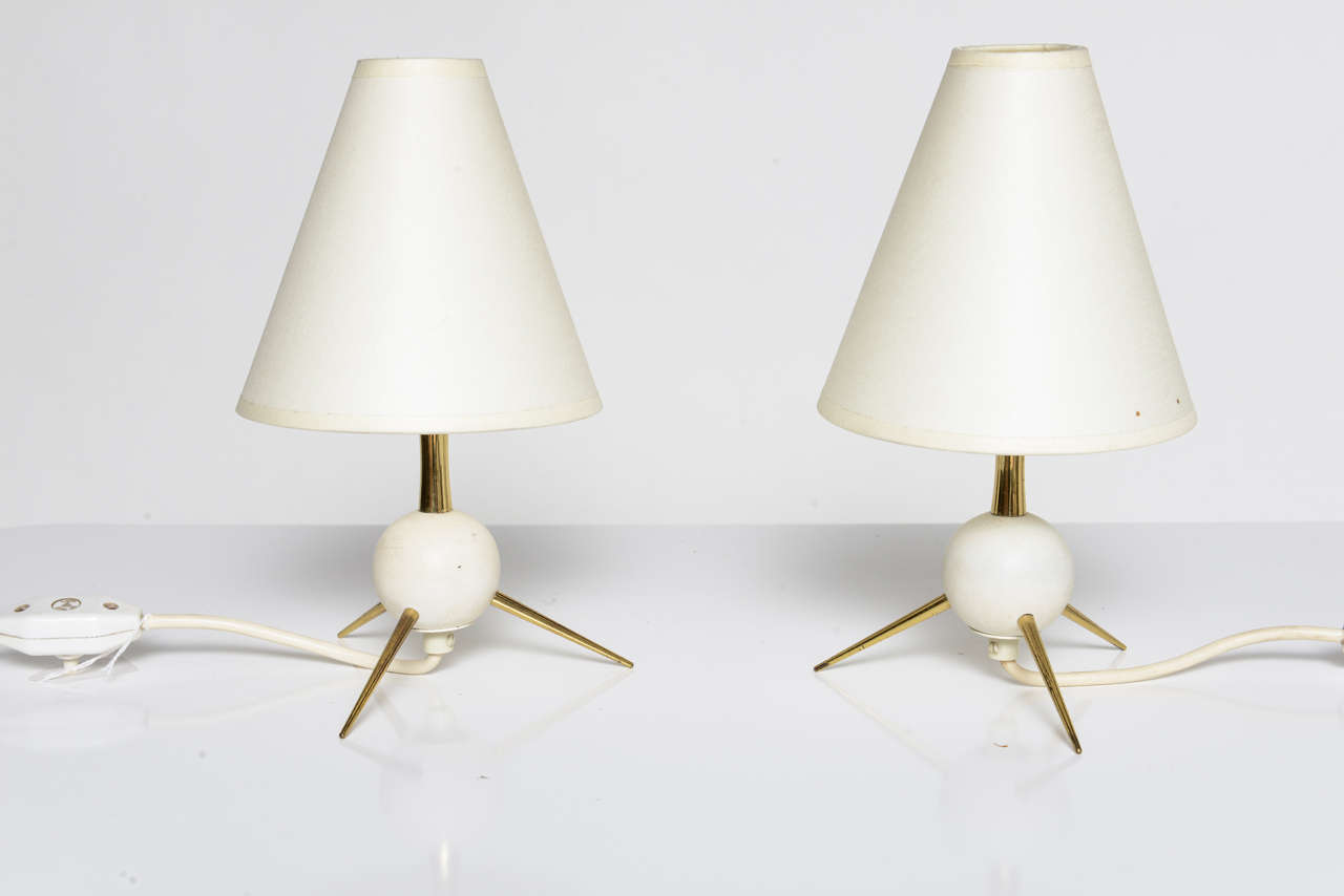 Petite Pair of Italian Sputnik Style Table Lamps 1