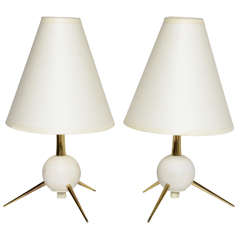 Petite Pair of Italian Sputnik Style Table Lamps