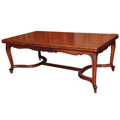 Antique French Oak Dining Table with End Leaves
