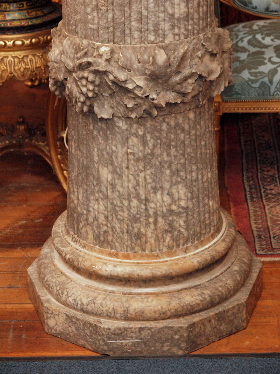 19th Century Pair of Antique Grand Sized Columns, Carved in 