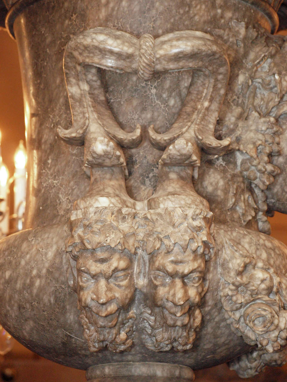 Pair of Antique Grand Sized Columns, Carved in 