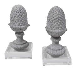 19th Century Pair of Weathered Zinc Finials