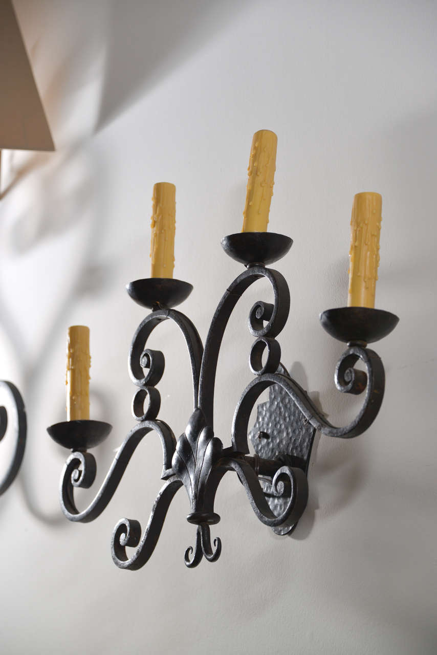 Pair of 19th Century Iron Sconces For Sale 6