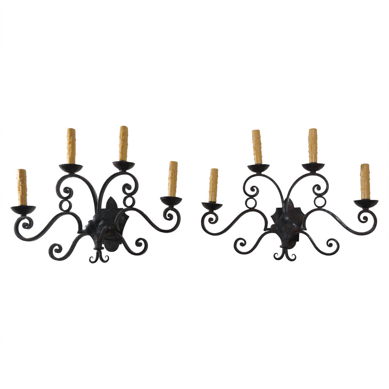 Pair of 19th Century Iron Sconces For Sale