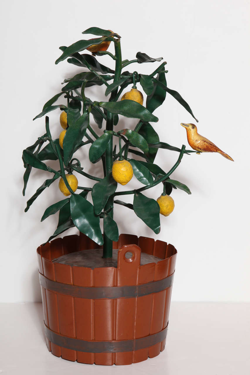 Italian Tole Lemon Tree with Birds