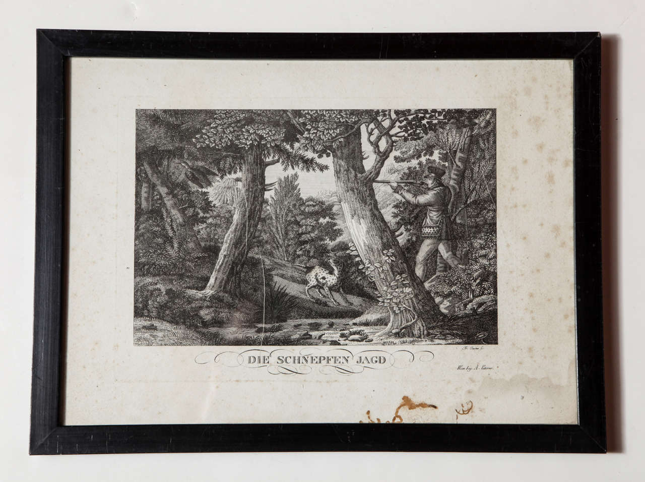 19th Century Set of Three German Hunting Engravings, 1800s For Sale