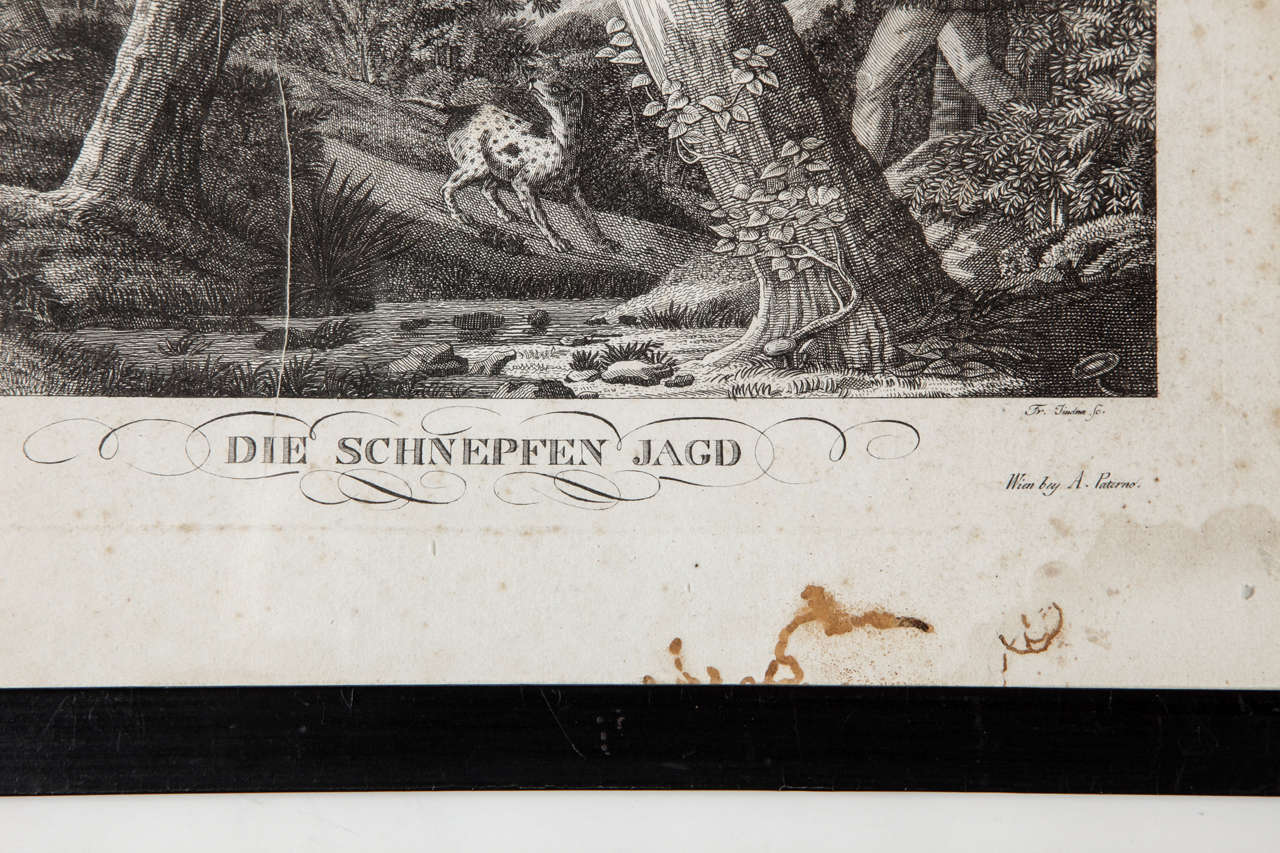 Set of Three German Hunting Engravings, 1800s For Sale 1