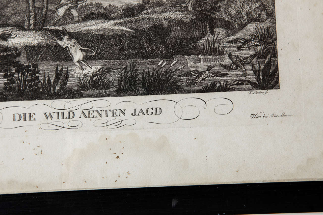 Set of Three German Hunting Engravings, 1800s For Sale 4
