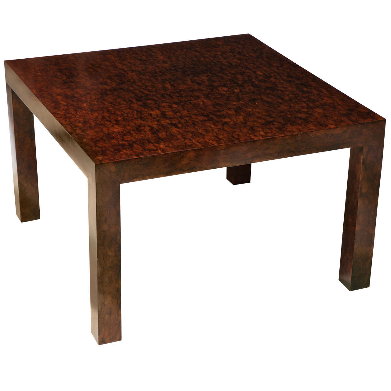 Faux Tortoise Parsons Style Coffee Table in the Style of Billy Baldwin For Sale