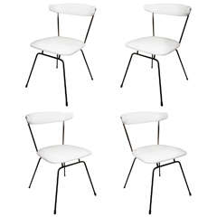 Set of 4 Iron Dining Chairs by Clifford Pascoe in White Leather 12