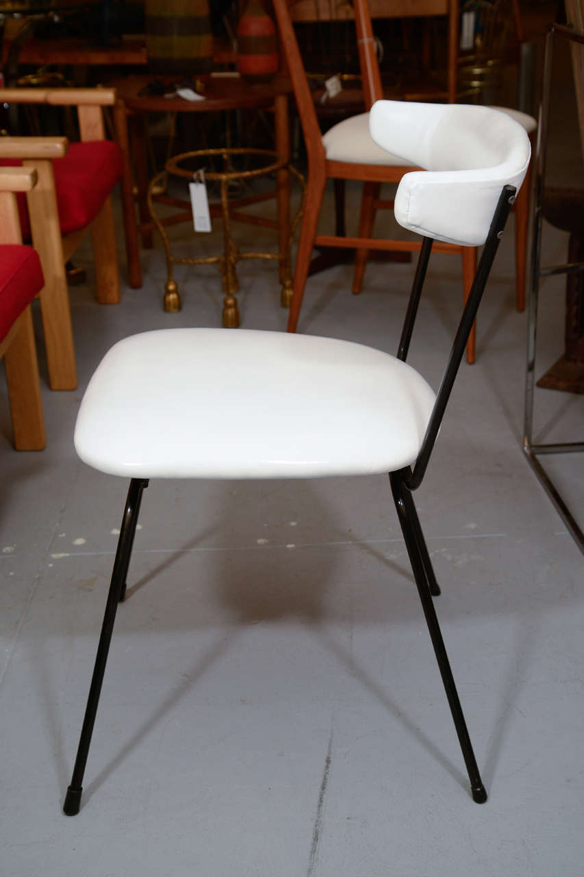 American Set of 4 Iron Dining Chairs by Clifford Pascoe in White Leather