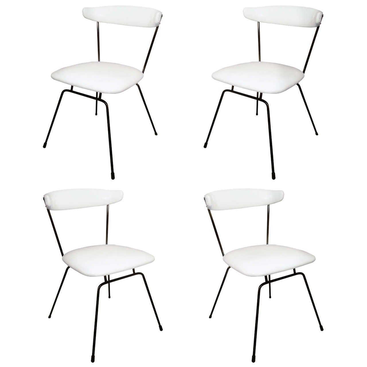 Set of 4 Iron Dining Chairs by Clifford Pascoe in White Leather at 1stDibs