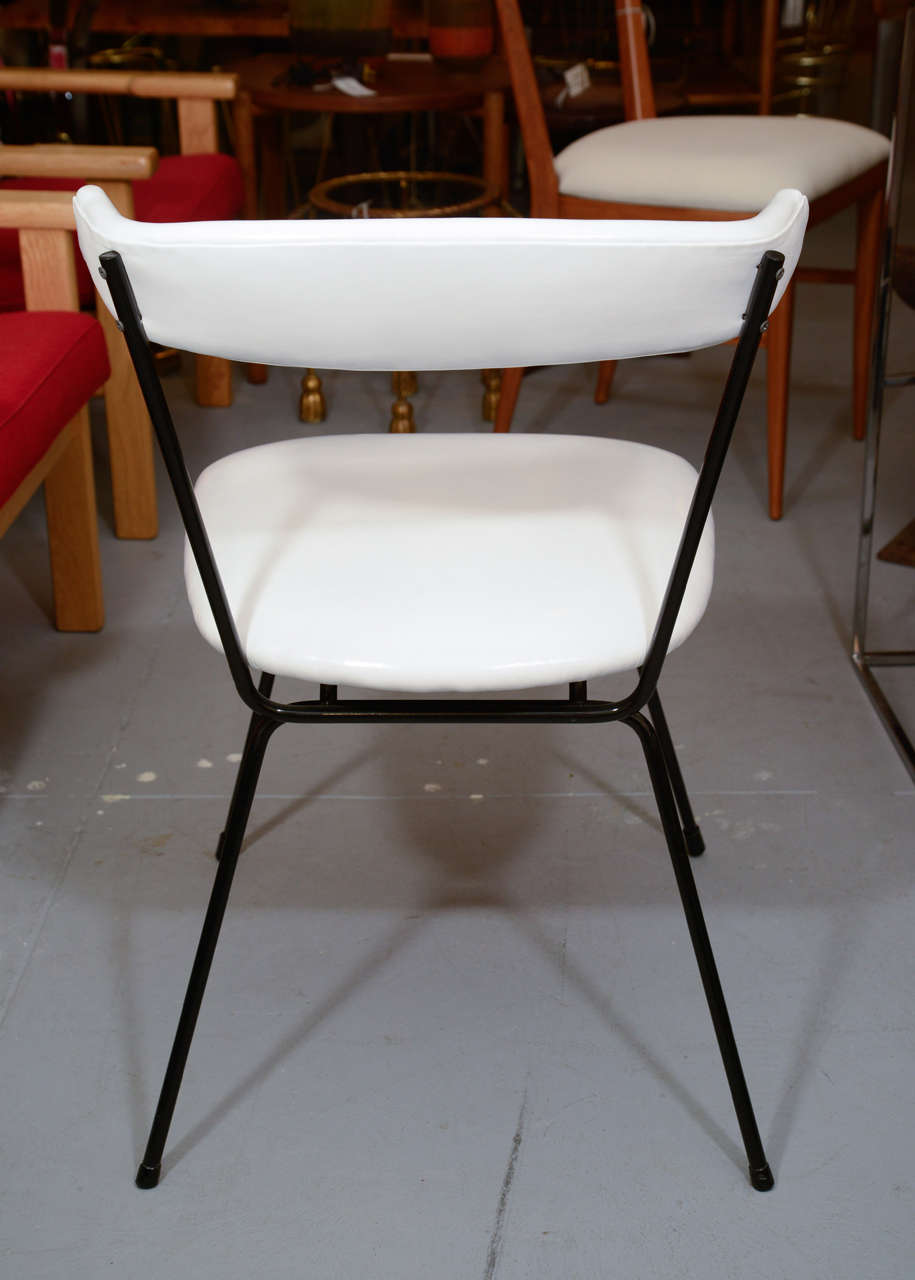 Set of 4 Iron Dining Chairs by Clifford Pascoe in White Leather at 1stDibs