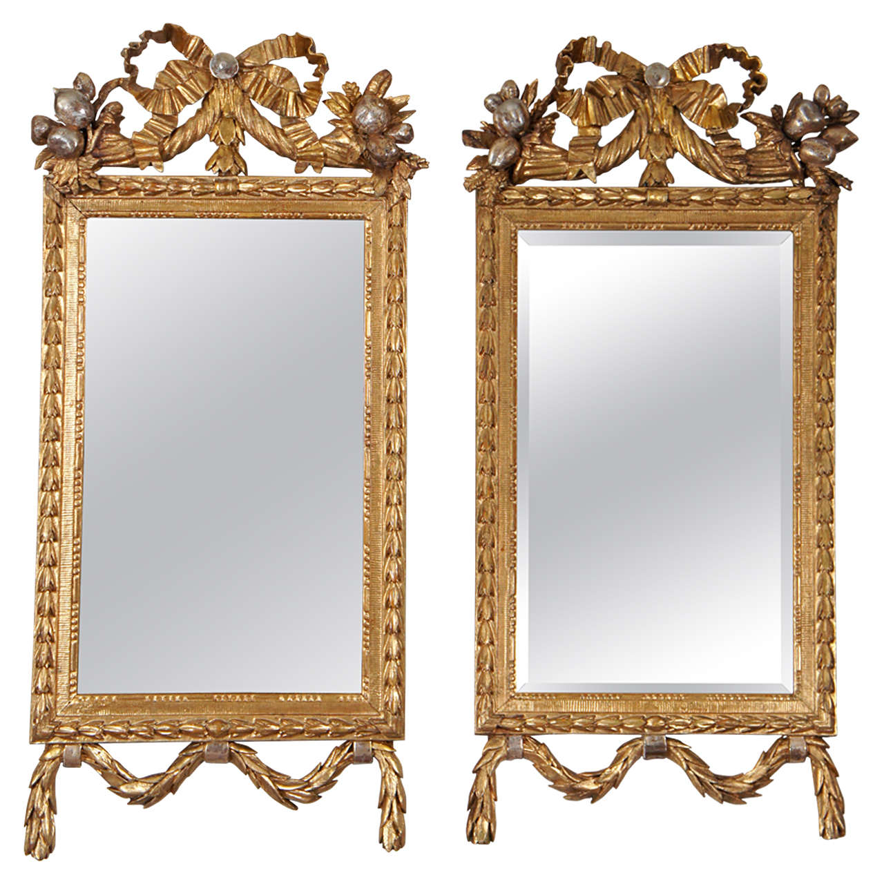 Pair of Italian Carved Giltwood Mirrors