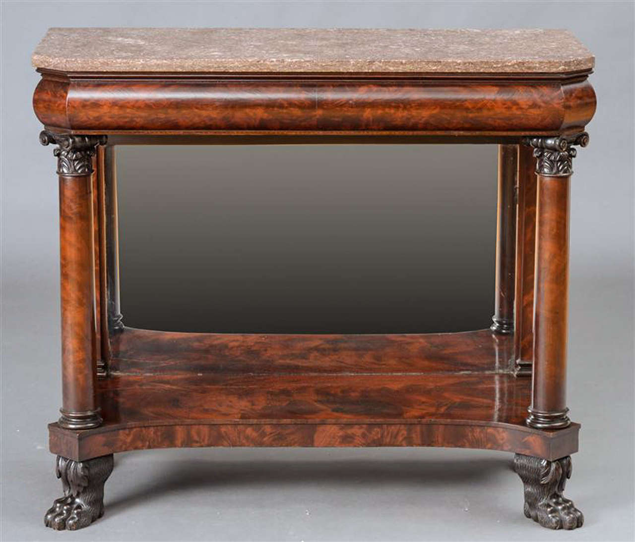 19th Century American Empire Carved Mahogany Pier Table