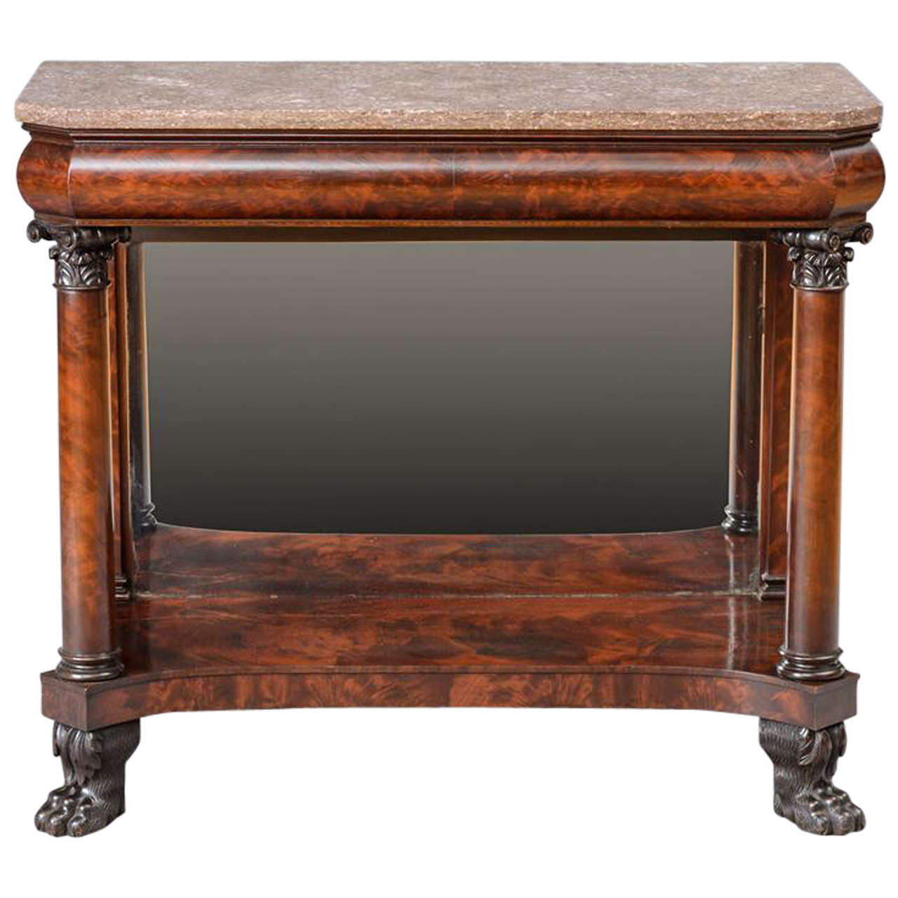 American Empire Carved Mahogany Pier Table