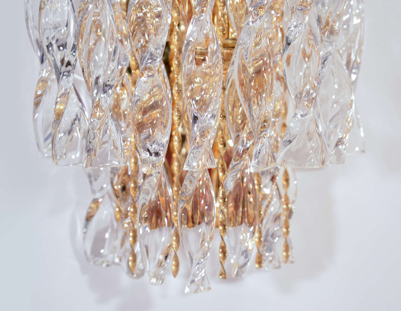 German Pair of Two-Tier Spiral Crystal Sconce by Palwa