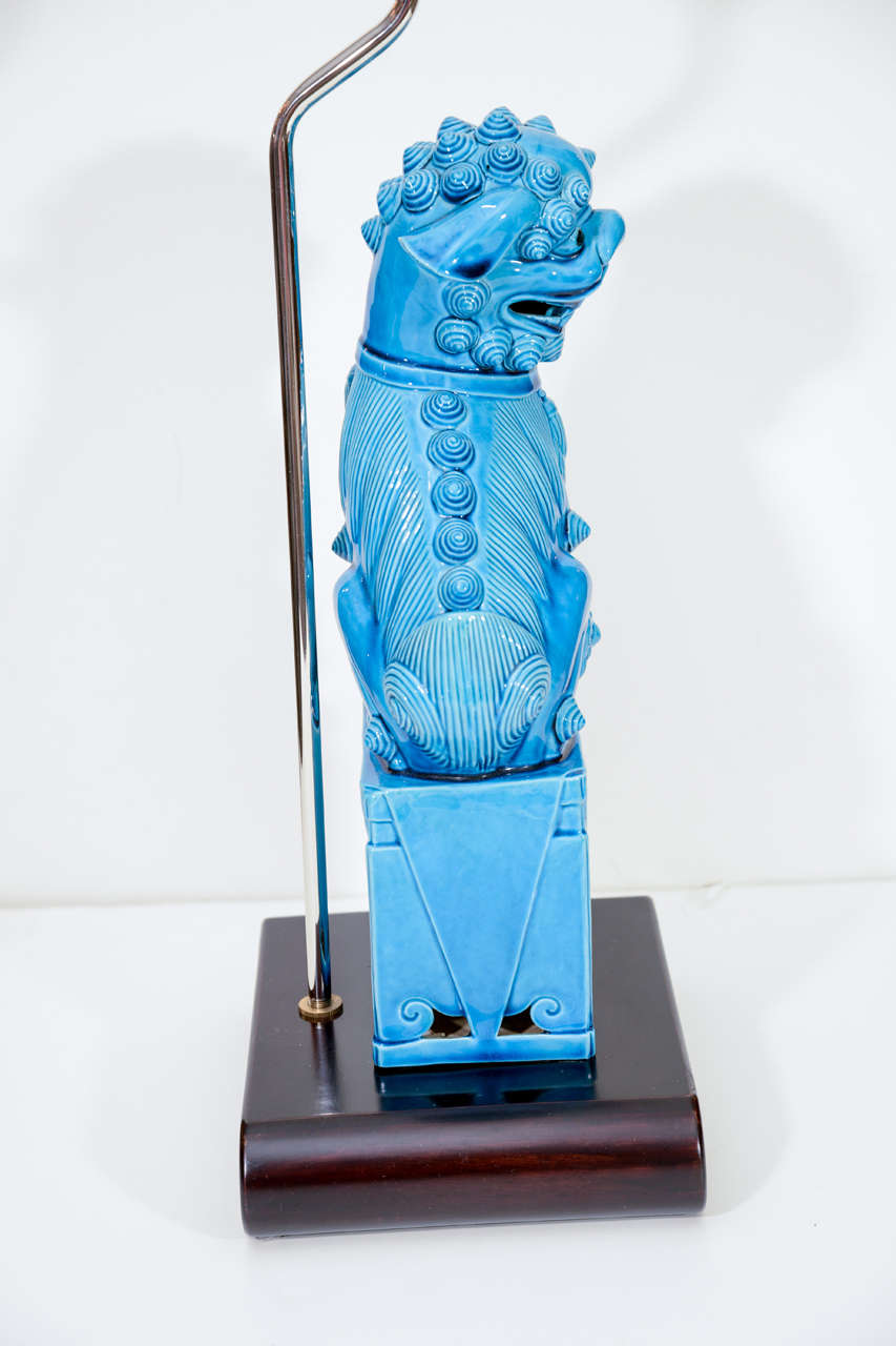 Pair of Turquoise Ceramic Foo Dog Lamps, SALE 2