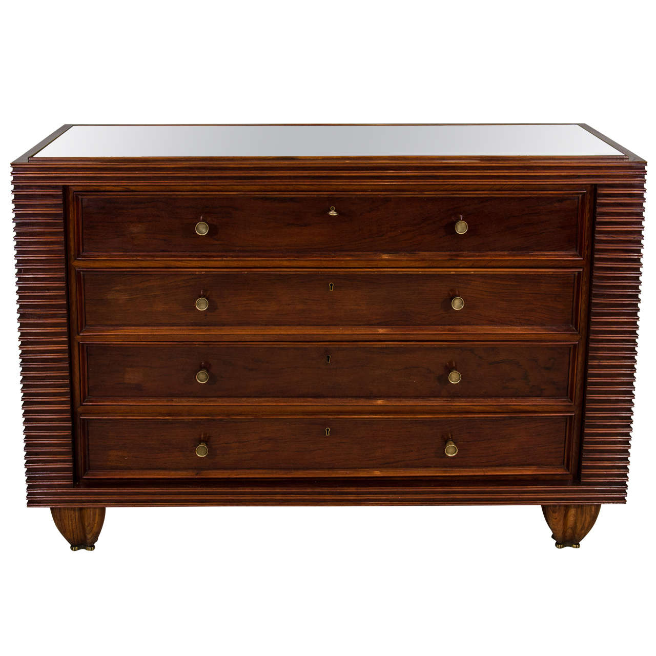 Rosewood Ribbed and Mirrored Commode