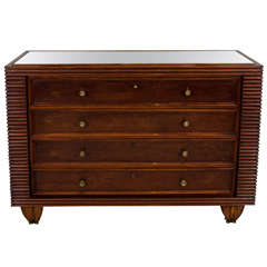 Rosewood Ribbed and Mirrored Commode