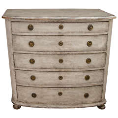 Swedish Painted and Ribbed Five Drawer Commode