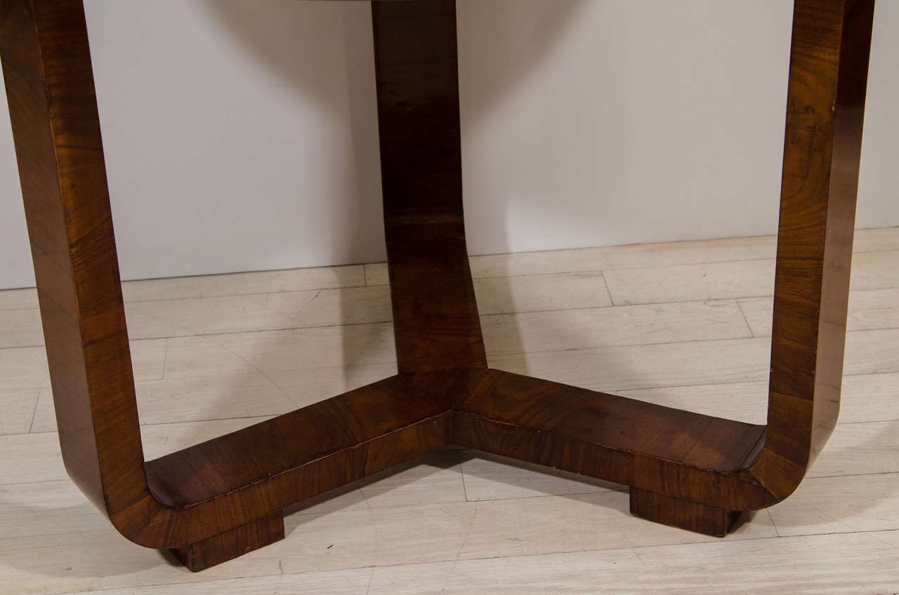 Austrian Bauhaus Style Round Walnut Table