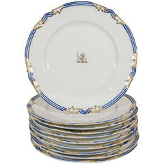 Antique A Set of a Dozen Davenport Dinner Dishes with Lion Crest