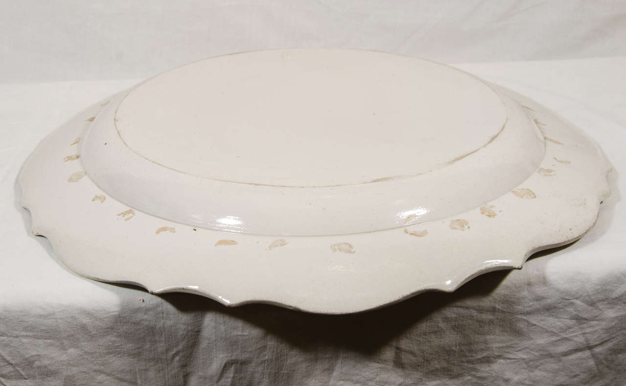 Large 18th Century Salt Glazed Stoneware Charger In Excellent Condition In Katonah, NY