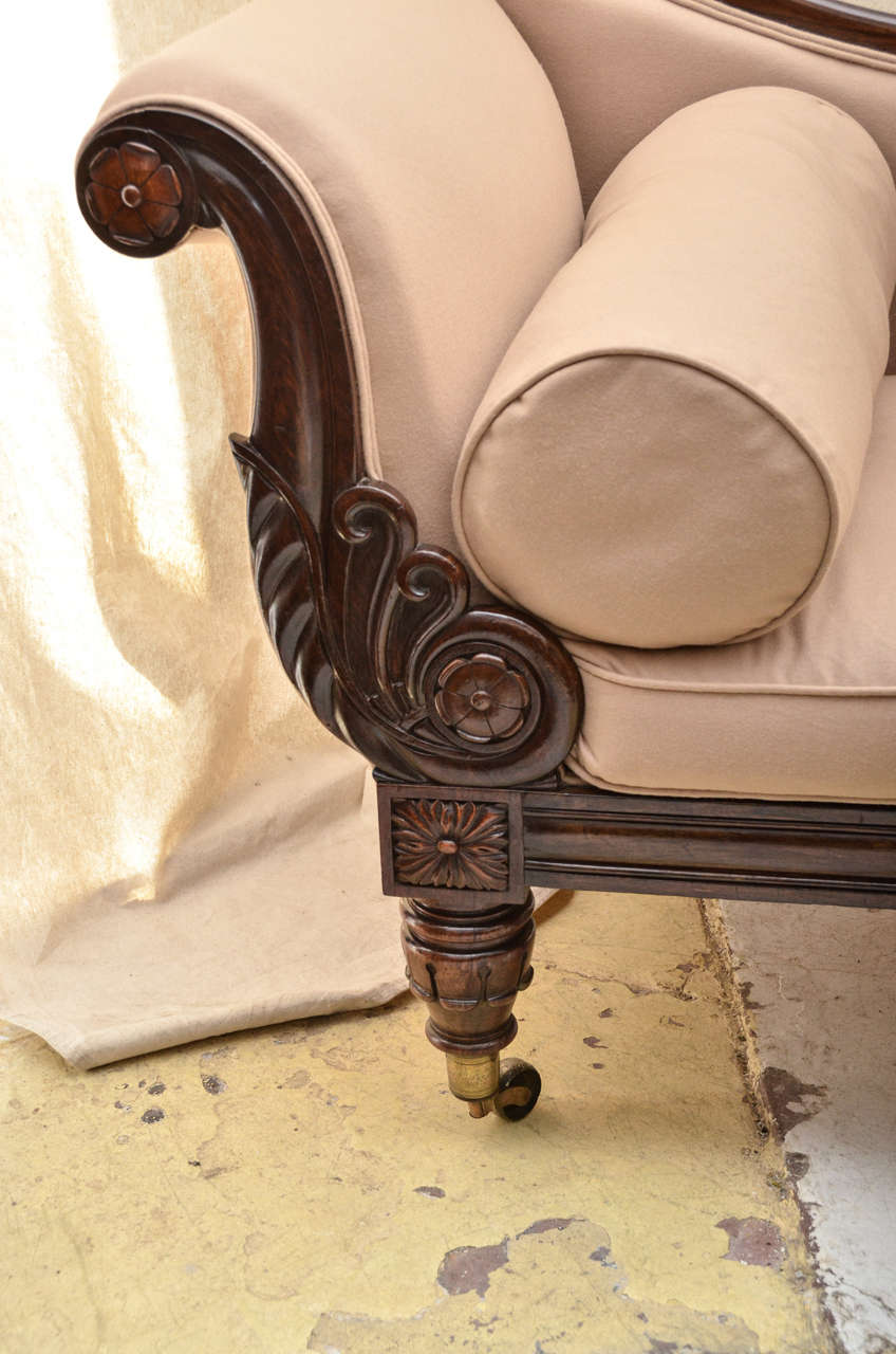 Regency English Rosewood Framed William IV Recamier / Chaise Lounge