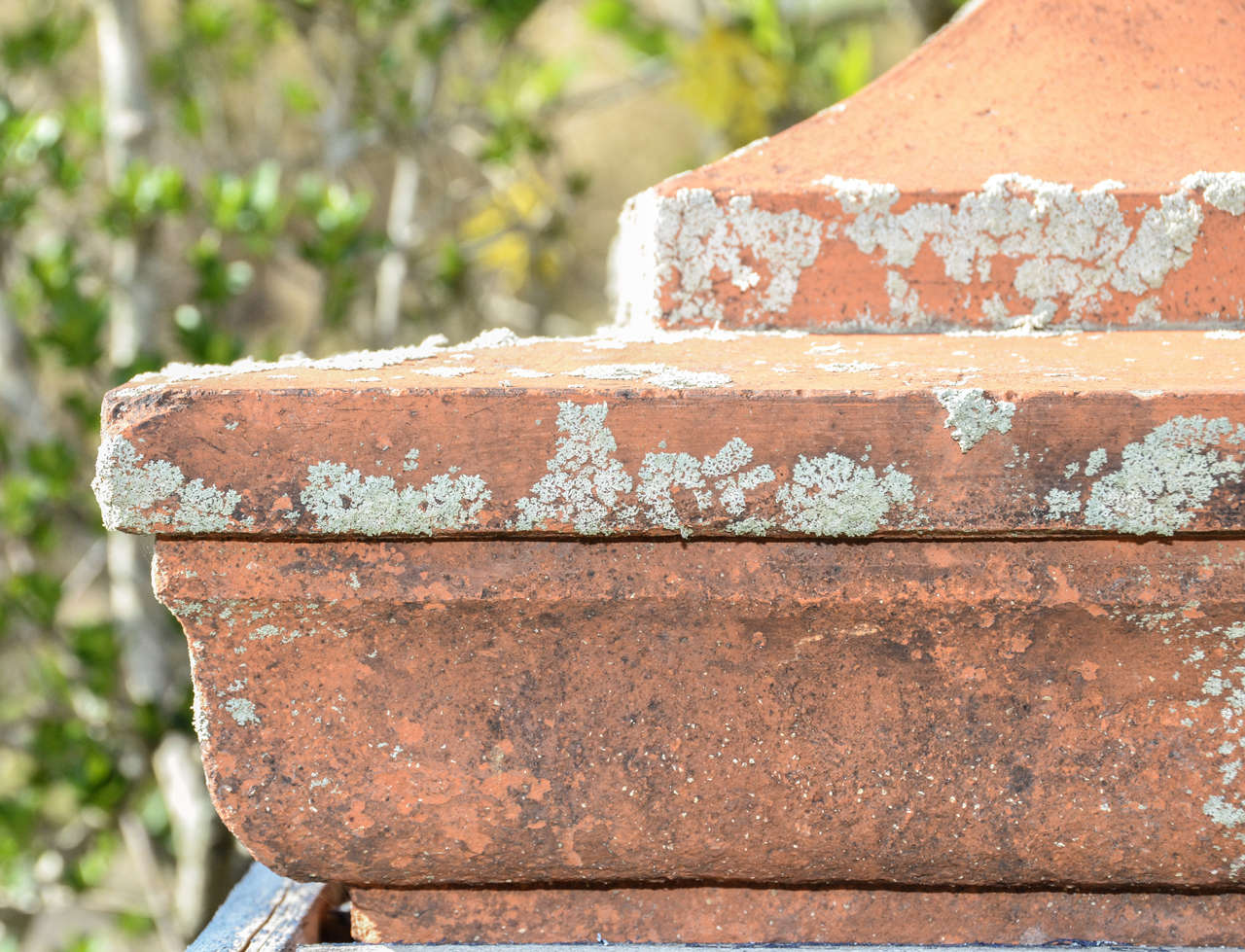 Neoclassical 19th Cent. English Terra Cotta Ball Gatepost Finials For Sale