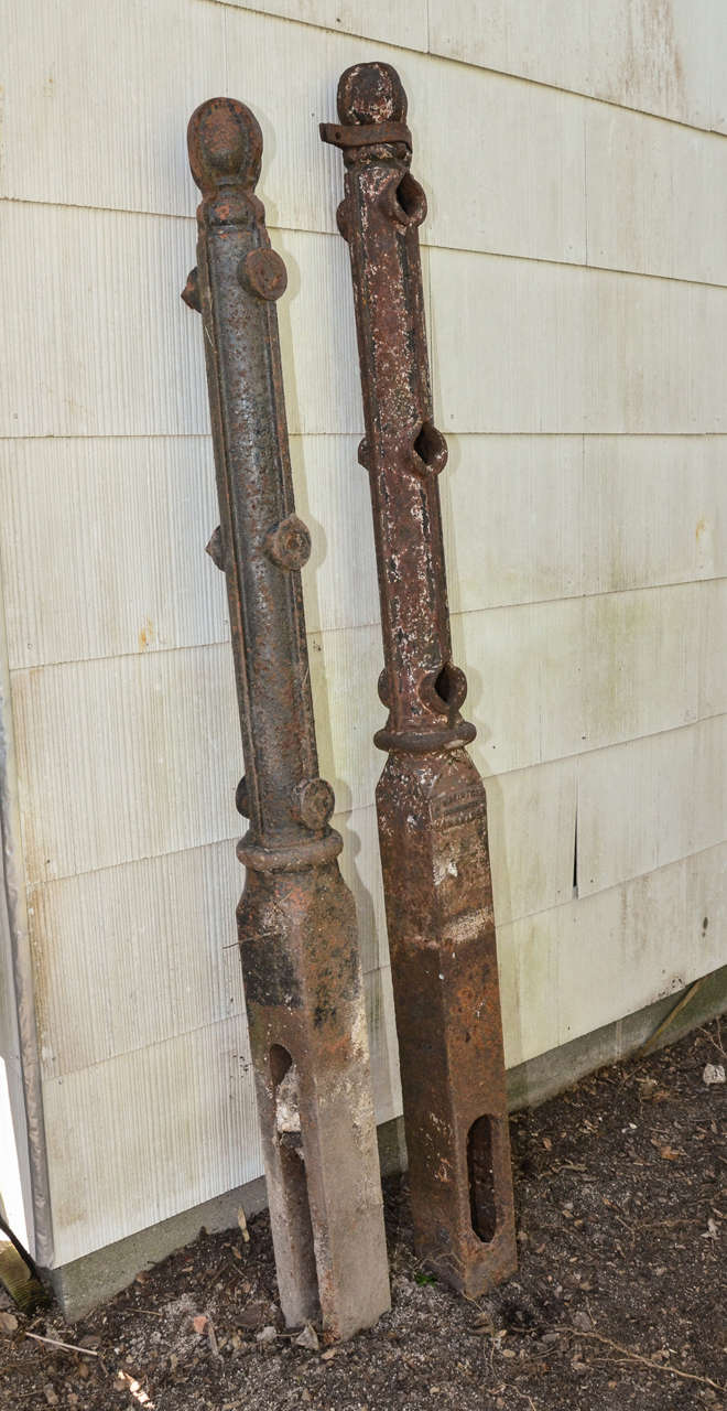 Pair Of 19Th English Victorian Cast Iron Gate Posts. Could Be Used With The Wrought Iron Gates Also Posted On My Site. The Posts Have A Plaque With The Makers Name 