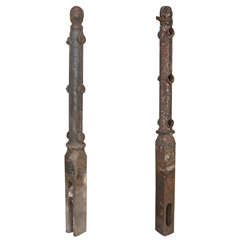 Pair of English Victorian Cast Iron Gate Posts
