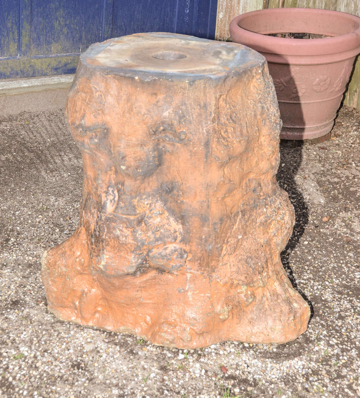 English 19th. Cent Salt Glaze Pottery Tree Trunk Pedestal. Very Large And Impressive Garden Ornament. Great For  A Piece Of Sculpture Or Potted Plant.